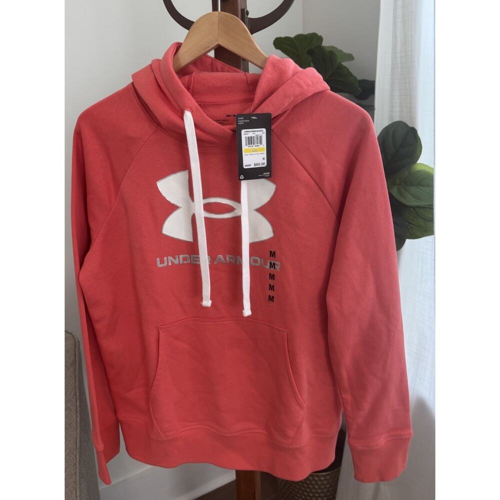 Under Armour Women's Rival Fleece Logo Hoodie Calypso/White SZ Med NWT